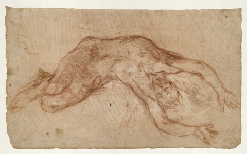 Figure nue, bras tendus, la tête en bas, chutant, image 3/3