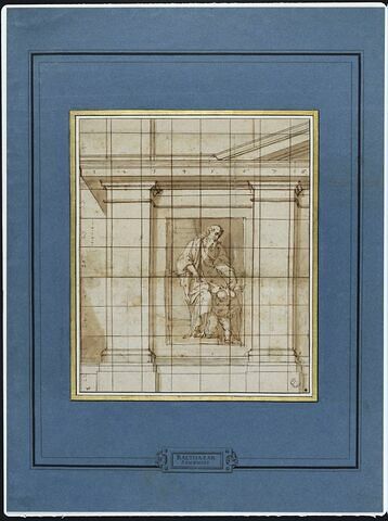 Détail de décoration architecturale, avec un saint dans une niche, image 3/4