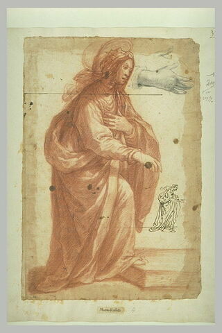 Etude pour la Vierge de la 'Visitation' ; reprise de la figure et de sa main droite, image 2/2