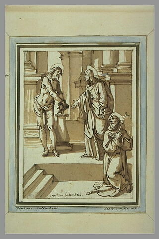 Le Christ à la colonne, la Vierge Marie et saint François à genoux