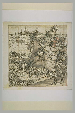 Général à cheval dominant une armée s'avançant dans une plaine, image 2/2