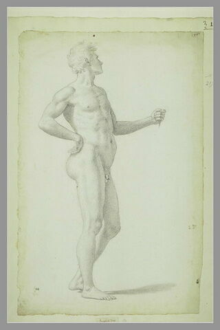 Homme nu, debout, tourné vers la droite, la main droite sur la hanche, image 1/1