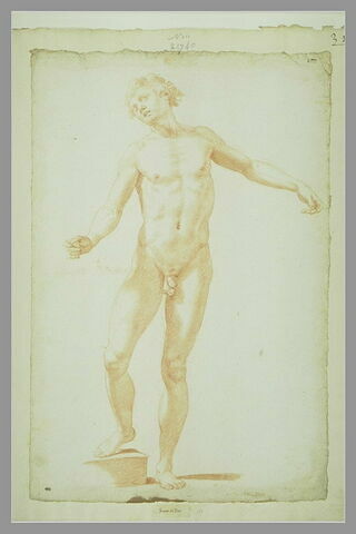 Homme nu, debout, de face, se détournant vers la gauche, image 2/2