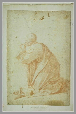 Homme agenouillé, de profil vers la gauche, priant