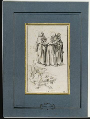 Sainte Claire et deux de ses compagnes, et deux figures masculines, étendues, image 2/3