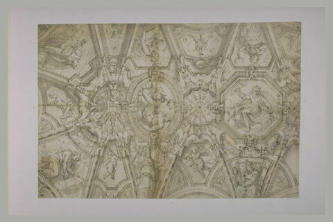 Projet de plafond avec putti, Vertus, grotesques autour de médaillons, image 2/2