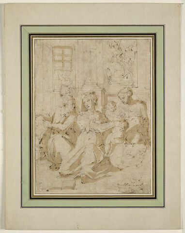 Sainte Famille avec saint Jean-Baptiste, sainte Anne ou sainte Elisabeth