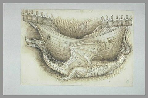 Coque d'un navire portée par un dragon, vus de profil, image 2/2