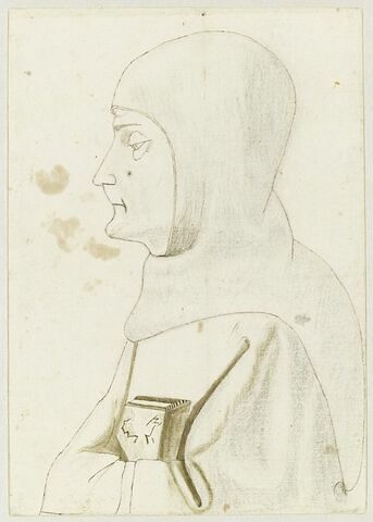 Saint Bernardin de Sienne à mi-corps, de profil vers la gauche