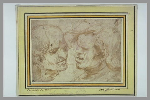 Etude de deux têtes d'hommes, et d'une petite figure, image 2/2