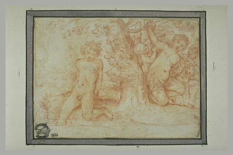 Nymphe entourée d'amours regarde un jeune homme nu entrant dans l'eau, image 2/2