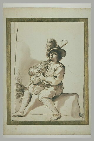 Figure d'homme assis, jouant de la musette, image 2/2