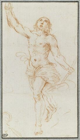 Une figure d'homme nu, debout, le bras droit levé