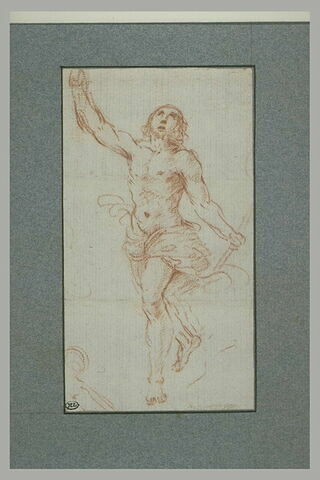 Une figure d'homme nu, debout, le bras droit levé, image 2/2