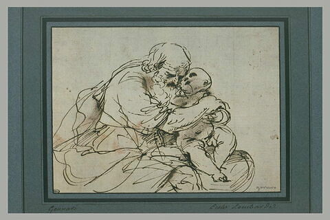 Saint Joseph assis tenant l'Enfant Jésus dans ses bras, image 2/2