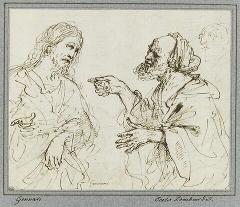 Le Christ et un apôtre, et esquisse d'une troisième figure