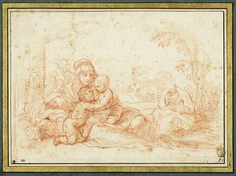 L'Enfant et le petit saint Jean près de la Vierge et Joseph lisant