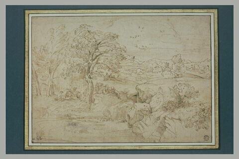 Paysage avec plusieurs figures assises sur un tertre, image 2/2