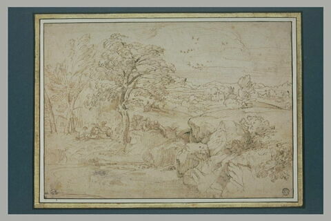 Paysage avec plusieurs figures assises sur un tertre, image 2/2