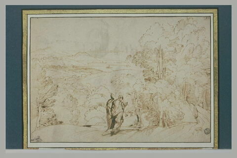 Paysage panoramique avec deux figures drapées au premier plan, image 2/2