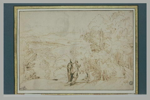 Paysage panoramique avec deux figures drapées au premier plan, image 2/2