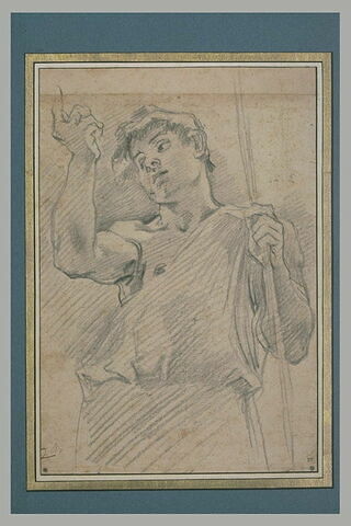 Demi-figure d'un adolescent, debout, bras droit levé : saint Jean-Baptiste ?, image 3/3