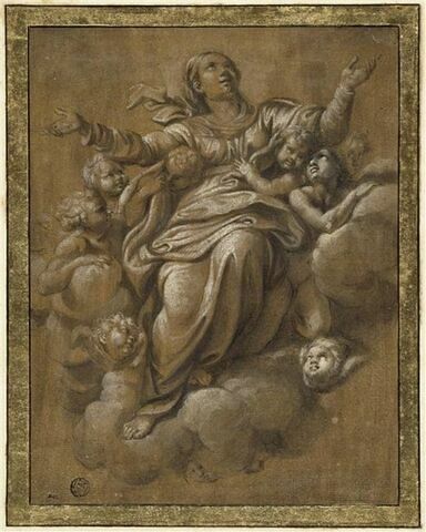 La Vierge sur des nuages entourée d'anges, étude pour une Assomption, image 1/2