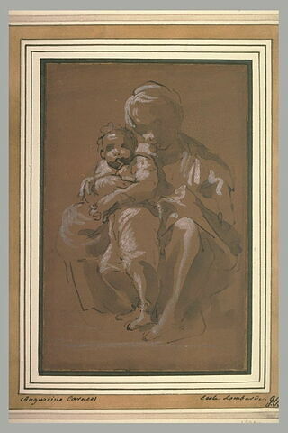 Femme assise à terre, tenant un enfant entre ses genoux : Vierge à l'Enfant?, image 2/2
