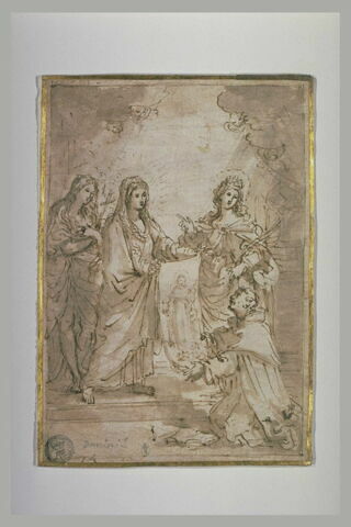 Vierge entourée de deux saintes présentant le Saint Suaire à un religieux, image 2/2