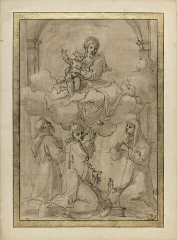 Vierge à l'Enfant adorée par saint François, saint Etienne et sainte Claire
