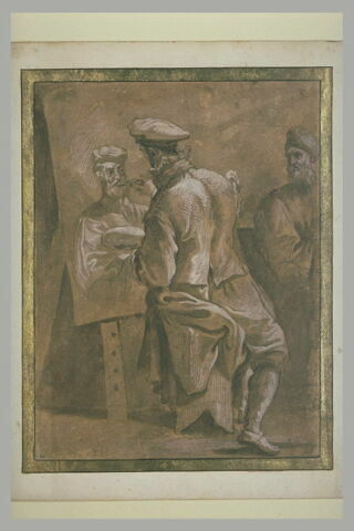 Un peintre faisant le portrait d'un homme barbu, image 1/1