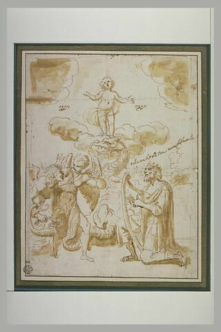 Jésus foulant le serpent, le roi David et un ange repoussant le démon, image 2/2