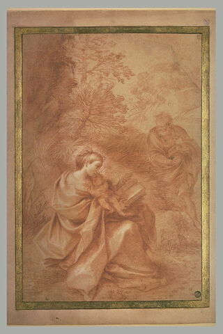 Saint Joseph regarde la Vierge lisant avec l'Enfant endormi dans ses bras, image 2/2