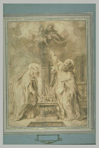 Vierge à l'Enfant adorée par les saints Pétrone, Dominique et François, image 2/2