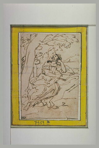 Saint Jean assis au pied d'un arbre accoudé sur un livre, image 2/2