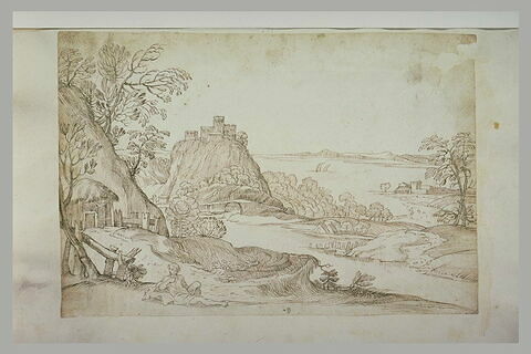 Vaste paysage avec une forteresse sur un promontoire dominant une baie, image 2/2