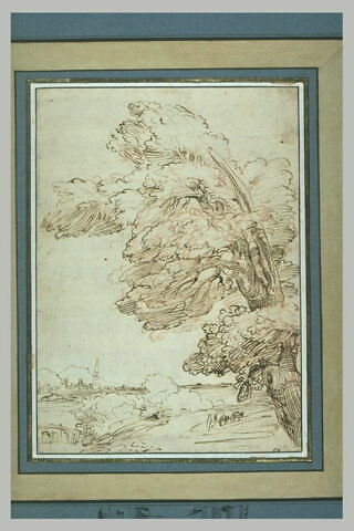 Paysage avec un grand chêne et une ville dans le lointain, image 2/2