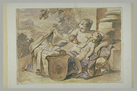La Charité avec trois enfants dont l'un est endormi dans un berceau, image 2/2