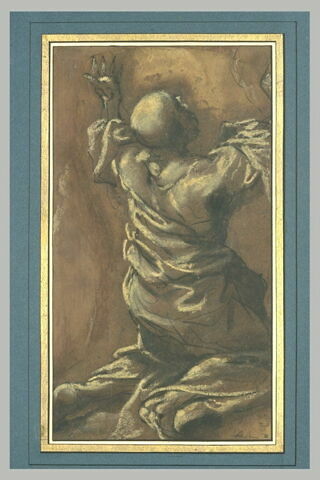 Saint en extase vu par derrière, bras levés au ciel, image 2/4