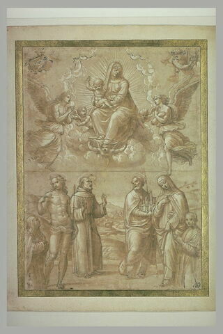 La Vièrge à l'Enfant apparaissant à cinq saints et au commanditaire, image 2/2