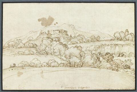 Paysage de collines, avec une forteresse, image 1/2