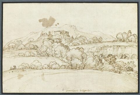 Paysage de collines, avec une forteresse, image 1/2