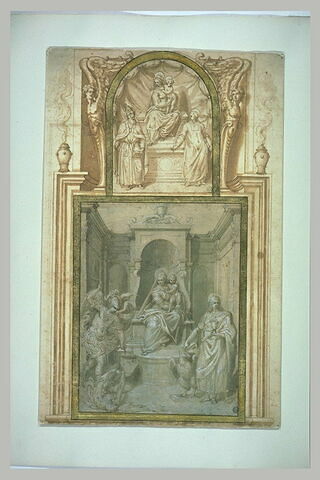 La Vierge à l'Enfant en trône entre un saint pape et un saint clerc martyr, image 2/4