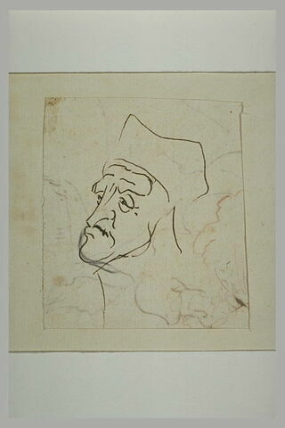 Caricature : tête d'homme, coiffé d'un bonnet carré, image 2/2