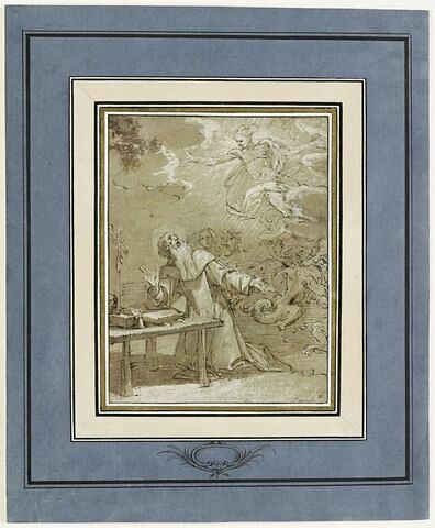 Saint Antoine à genoux, tourmenté par les démons, délivré par un ange, image 2/3