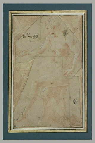 Femme nue, assise, de profil vers la gauche, image 2/2