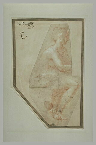 Femme nue, assise, de profil vers la  droite, image 2/2