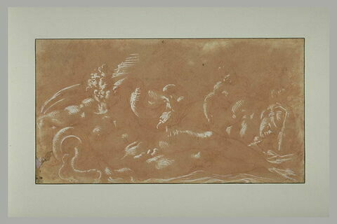 Vieillard nu enlacé par des serpents et une femme étendue et deux enfants, image 2/2