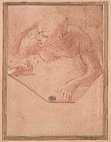 Homme nu, en buste, penché en avant, la tête de trois quarts vers la gauche, image 1/2