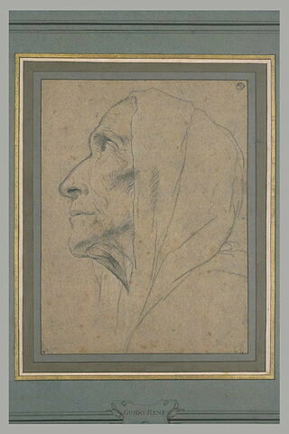 Tête de vieille femme, vue de profil, enveloppée d'une draperie, image 2/4